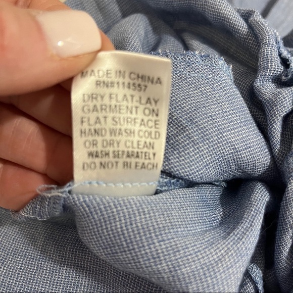 THML Jumpsuit Off The Shoulder Blue Tassel Tie Size Large THS0427 - Picture 8 of 8